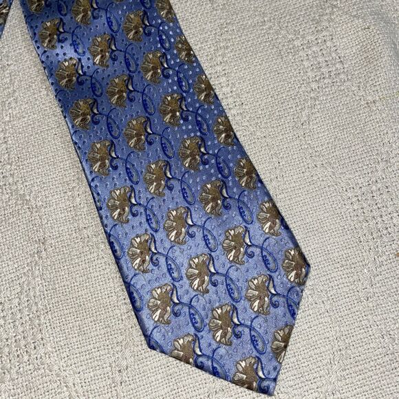 Ermenegildo Zegna Men’s Dress Tie Size 59” 3.5” Blue Irridescent Floral Silk